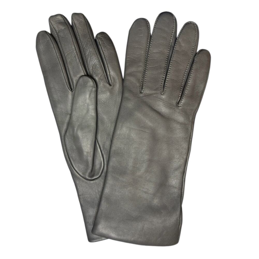 FOWNES BROTHERS Leather Gloves Charcoal Gray Cashmere Lined Medium NWT - Picture 2 of 7